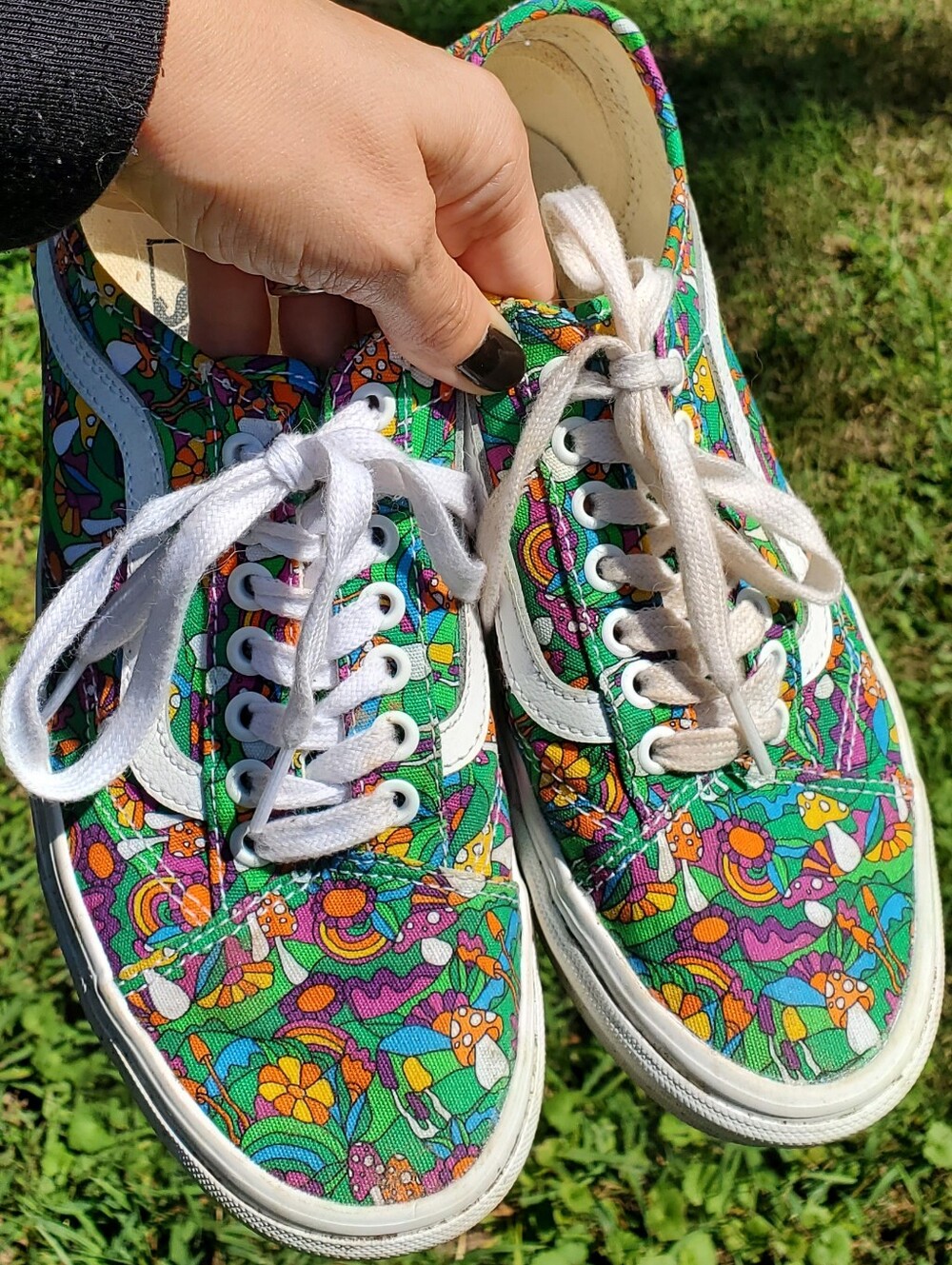 Vans Multicolor Floral Mushroom Canvas Sneakers - Green, Purple, Orange